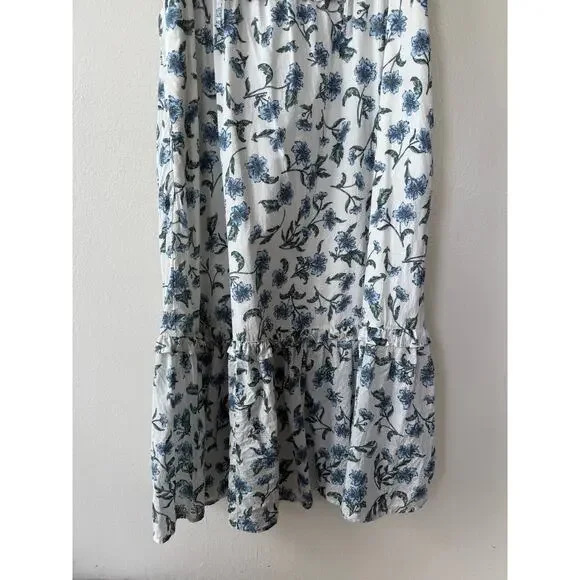 J. Crew printed Cotton tie-front midi dress white and blue floral pattern Size 6 - Picture 5 of 13